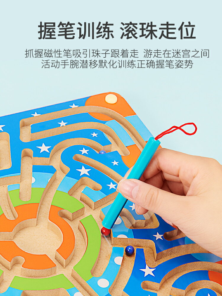 迷宮玩具 磁力走珠迷宮運筆玩具兒童益智專注力訓練遊戲3歲走迷宮思維訓練【MJ12065】
