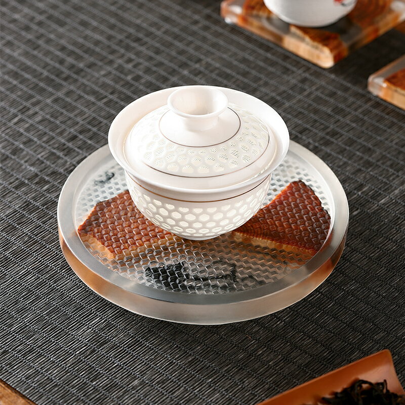 茶道茶具托盤日式手工樹脂實木壺承托盤長方形壺墊家用茶具干泡臺 3