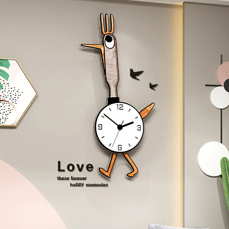 壁掛鐘木藝指針數字鐘北歐卡通可愛鐘錶掛鐘客廳個性創意時尚臥室掛錶簡約家用裝飾時鐘電子鐘