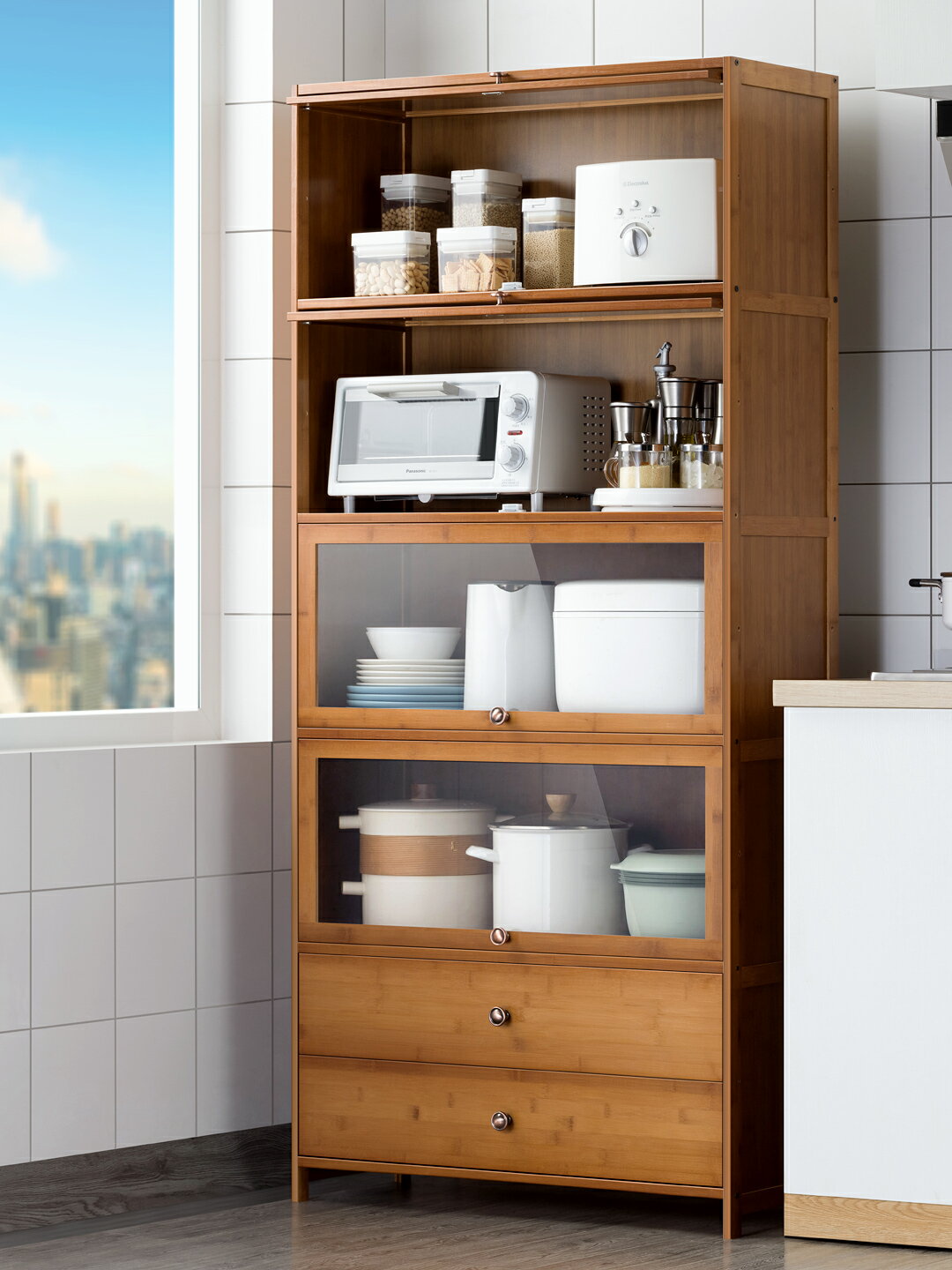 餐邊柜碗柜家用廚房多功能櫥柜客廳靠墻茶水柜置物架儲物置物柜子