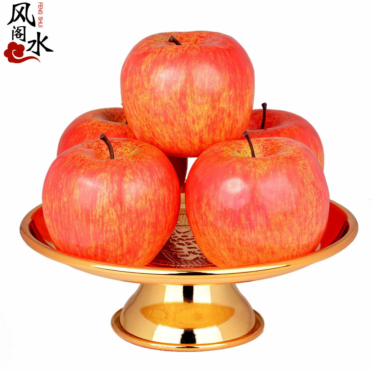 風水閣 塑料仿真蘋果合金果盤居家裝飾假水果擺件桃桔子水果