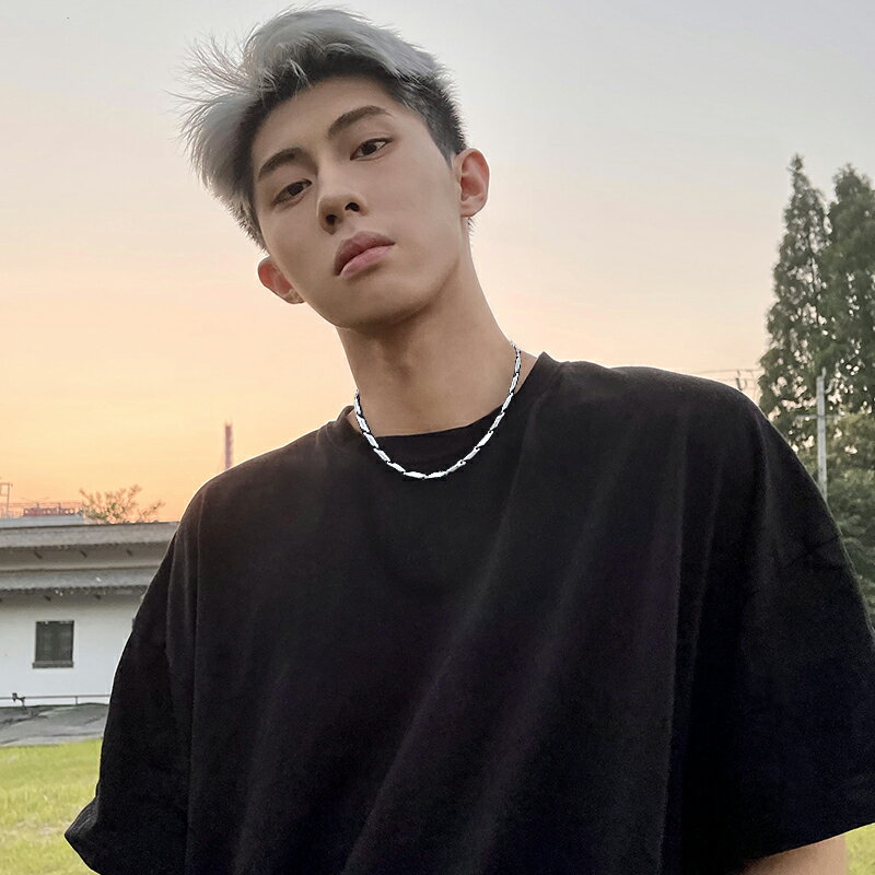 項鍊男 嘻哈項鍊 項鍊 潮牌百搭鈦鋼項鍊男嘻哈風鍊子男士裝飾女生鎖骨鍊歐美高街配飾酷『ZW8970』 2