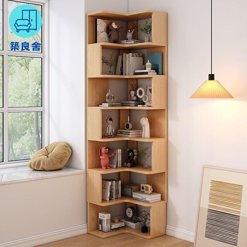 轉角櫃 收納櫃 書架 書櫃 角櫃 簡約實木書架 三角多層置物架 多層轉角櫃 家用臥室書架 收納轉角書架特惠/全館八折 特價出z215