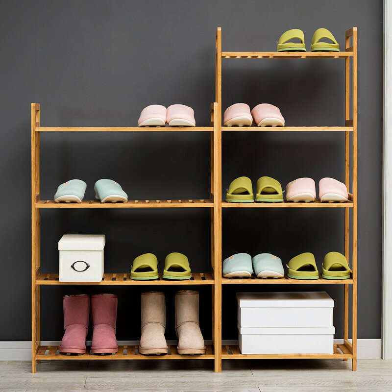 簡易鞋架組裝實木防塵宿舍門口室內家用多功能兒童楠竹多層鞋架子