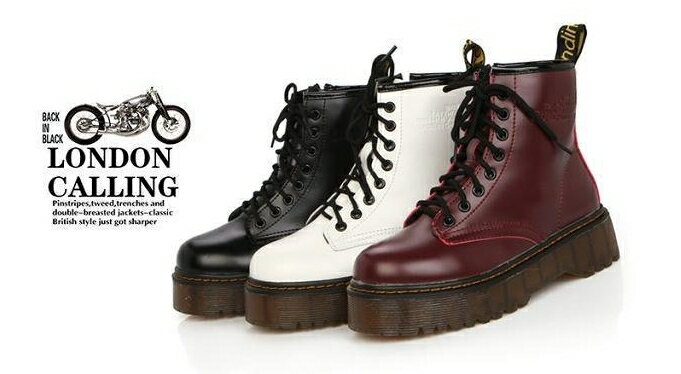 馬丁靴 鬆糕厚底休閒鞋 短靴 女鞋 中筒靴 靴子 軍靴 綁帶靴 厚底靴 櫻桃嚴選 6