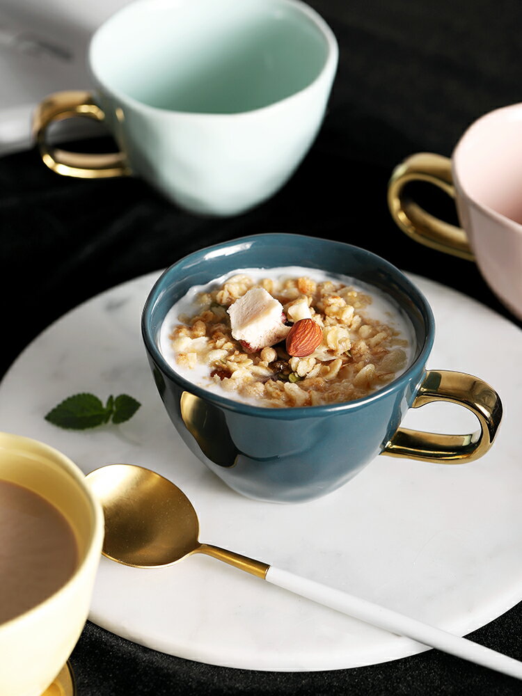 北歐咖啡水杯陶瓷簡約家用男女ins早餐馬克杯大容量燕麥片碗杯子
