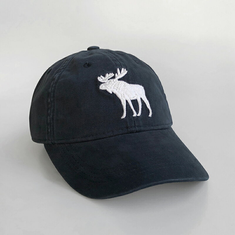 美國百分百【Abercrombie & Fitch】帽子 老帽 AF 棒球帽 經典 大麋鹿 Logo 深藍 I045