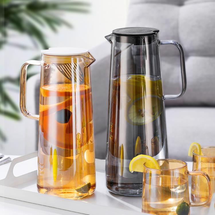 冷水壺家用玻璃水瓶耐熱高溫夏季冰箱涼白開水杯套裝大容量泡茶壺