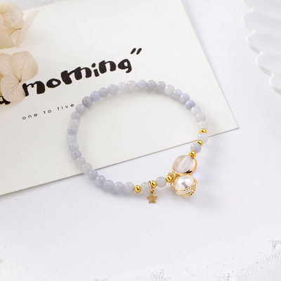 PS Mall 【G2528】韓版甜美少女心金屬纏繞珍珠串珠手鏈森林系簡約個性手串
