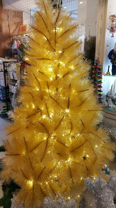 6呎高級松針樹(金)(不含飾品、燈飾)，聖誕樹/聖誕佈置/聖誕/會場佈置/金色，X射線【X030054】