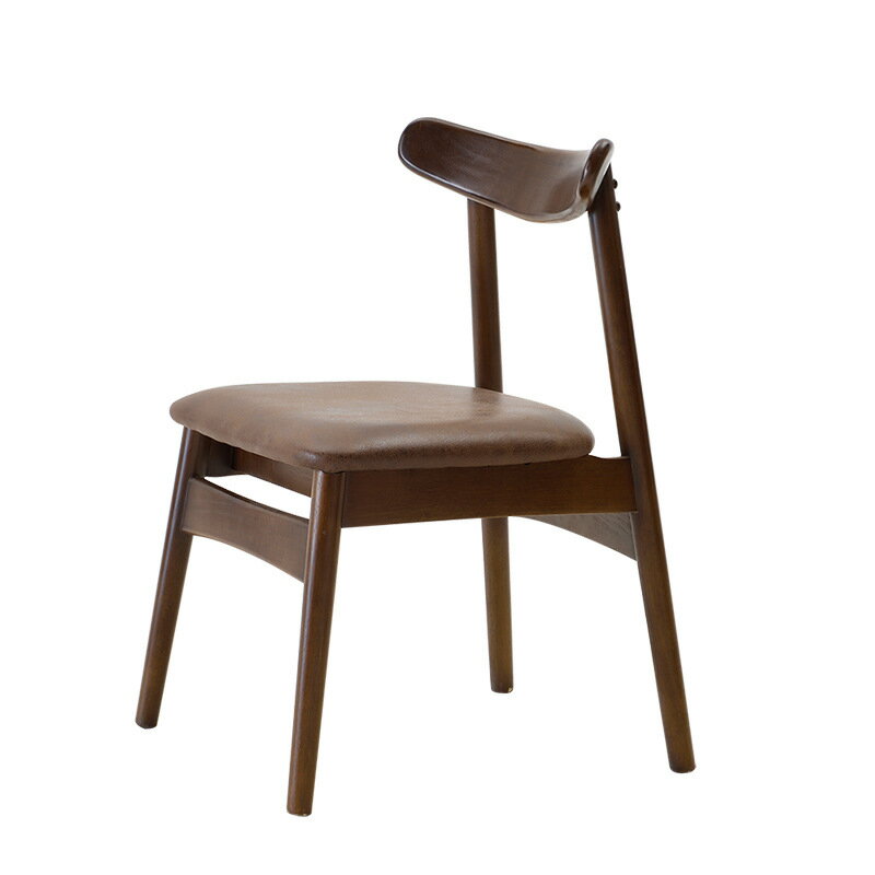 免運 可開發票 北歐餐椅簡約現代全實木韓式靠背洽談椅子休閑咖啡廳日式小牛角椅