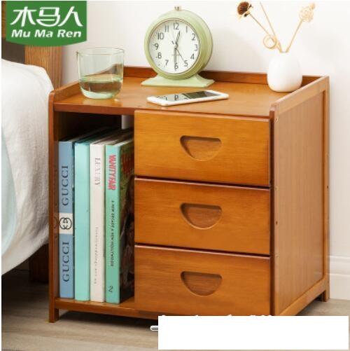 木馬人床頭櫃子簡約現代迷你小型置物架實木輕奢臥室床邊簡易儲物
