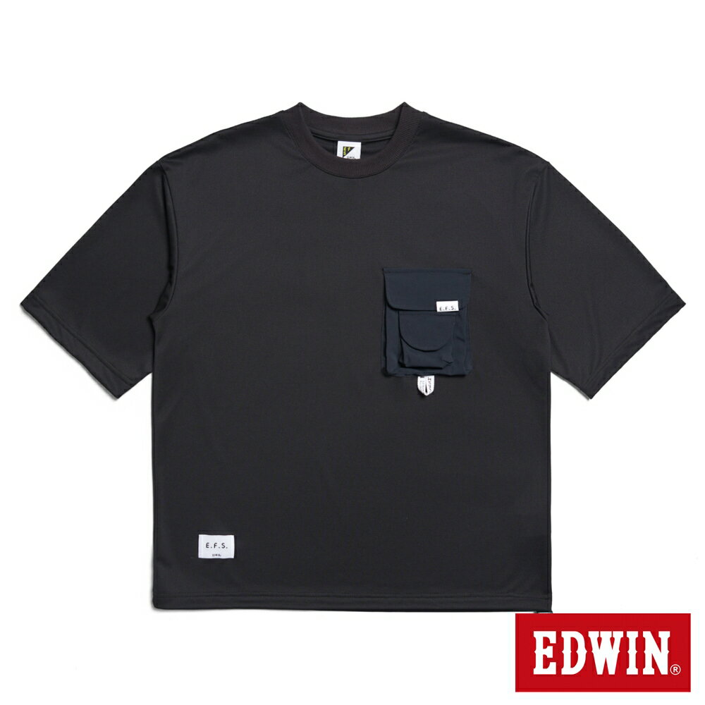 EDWIN 男款 EFS 大寬立體貼袋短袖T恤 (黑色)