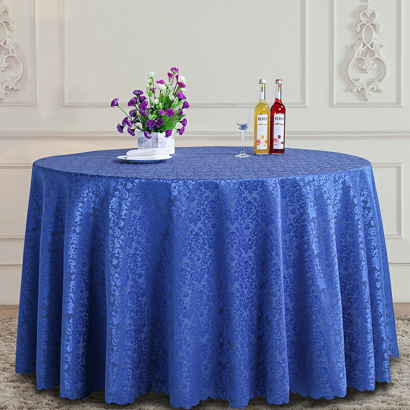 酒店圓桌桌布餐廳方臺布寶藍色飯店餐桌布茶幾布定做宴會展會桌布