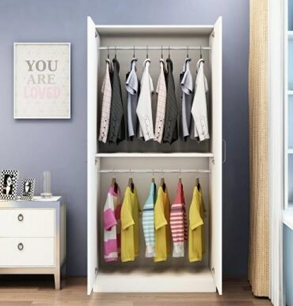 衣櫃 簡易出租房組裝衣櫃簡約現代經濟型2門3門實木質板式兒童衣櫃衣櫥 雙十二購物節