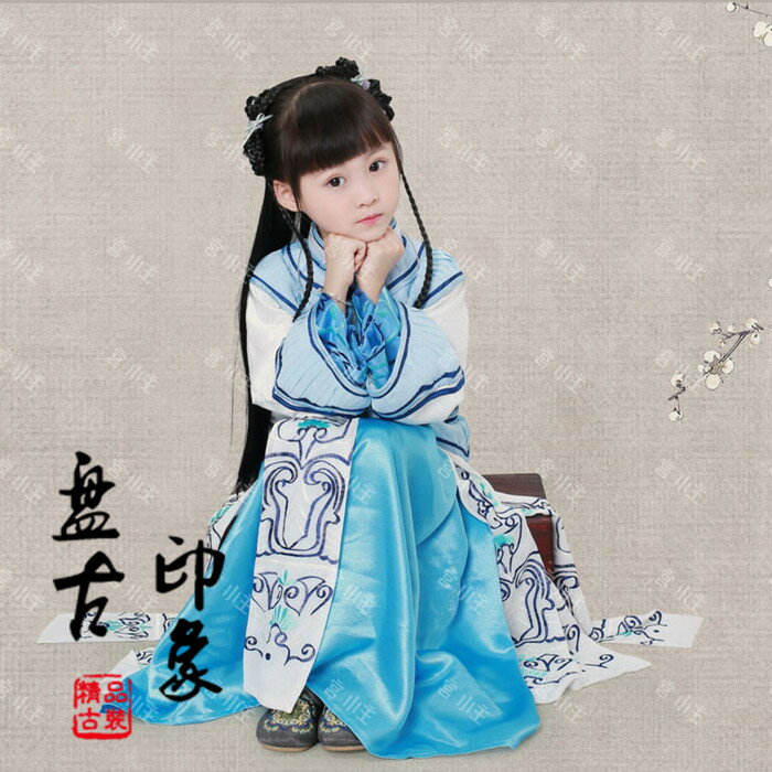 影樓攝影寫真兒童古裝主題女童清朝民國復古服小姐演出服裝 雨蘭