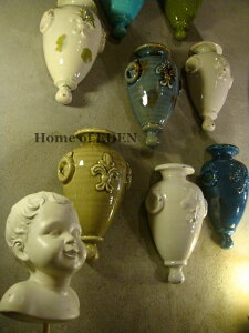 【庭院】Vintage意大利復古鄉村仿古做舊克羅心古樸陶瓷壁掛花瓶1入