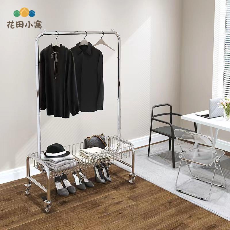 落地 掛衣架 網紅服裝店 展示架家用客廳 收納架子臥室 帶籃衣帽架[PP0504022]