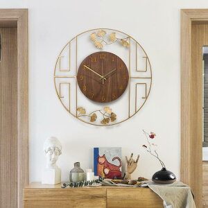 現代中式掛墻鐘表復古中國風掛鐘免打孔客廳餐廳大氣家用時鐘裝飾