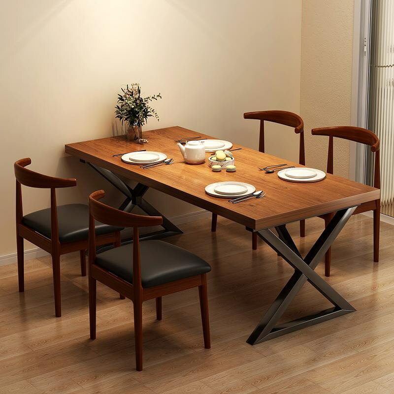 餐桌 餐檯 餐桌家用小戶型吃飯桌子實木色簡約出租房北歐飯店商用餐桌椅組合