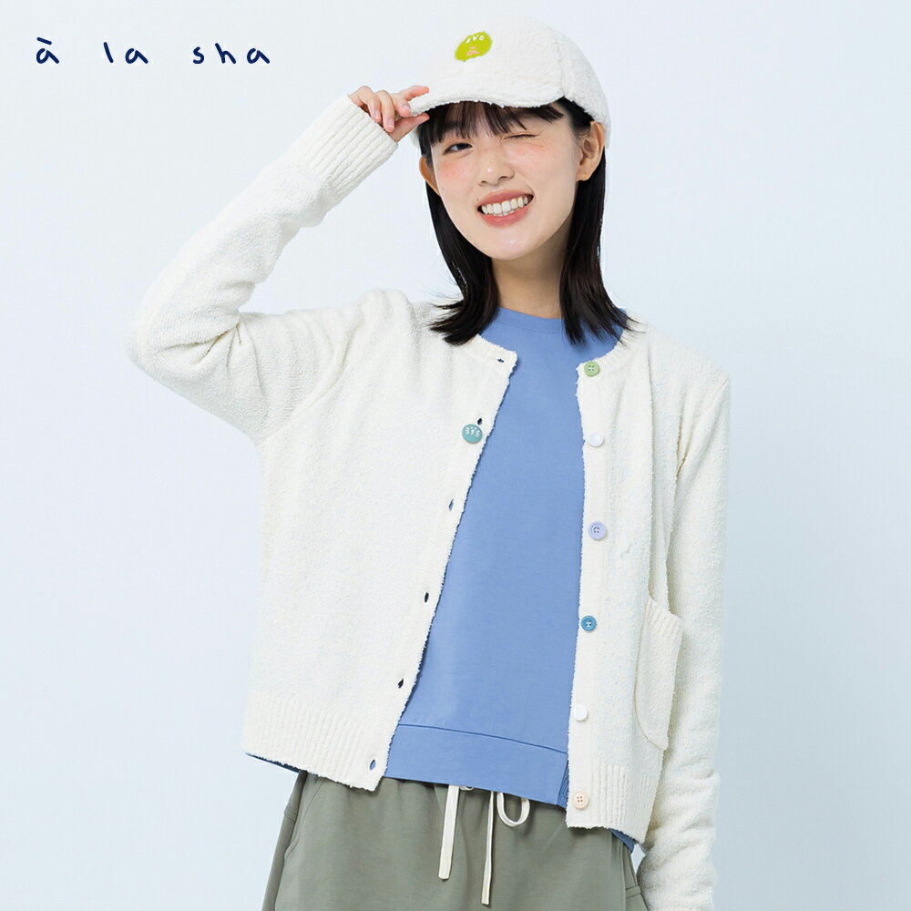 a la sha 大大小小糖果釦針織外套 1