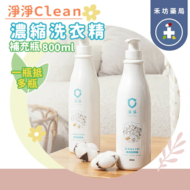 Clean clean 淨淨 真濃縮洗衣精 棉花香 800mL 補充瓶 洗衣精【禾坊藥局]】