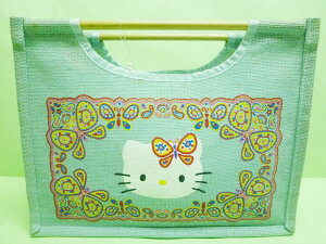 【震撼精品百貨】Hello Kitty 凱蒂貓 編織手提袋 和風彩色蝴蝶 震撼日式精品百貨