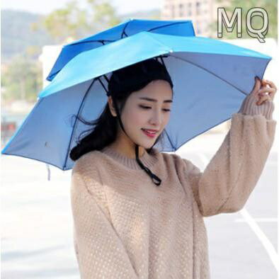 全新 雙層防紫外線 傘帽 防曬傘帽釣魚遮陽傘雙層透氣防風傘帽採茶頭傘 牛津布