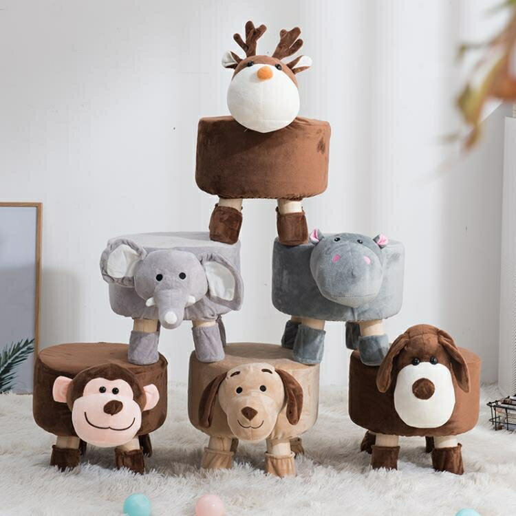 兒童卡通換鞋凳實木小凳子小鹿板凳公仔動物椅子 Happybee Happy Bee 樂天市場rakuten