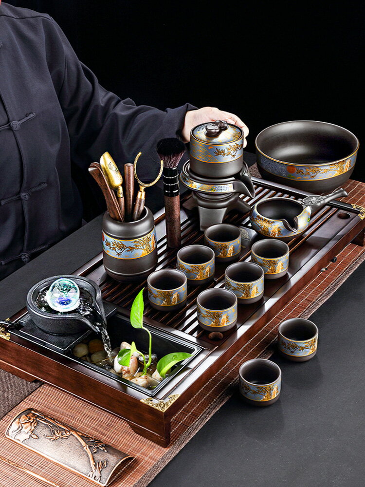 紫砂懶人自動茶具套裝茶盤小套家用客廳功夫茶杯辦公室陶瓷泡茶器 全館免運