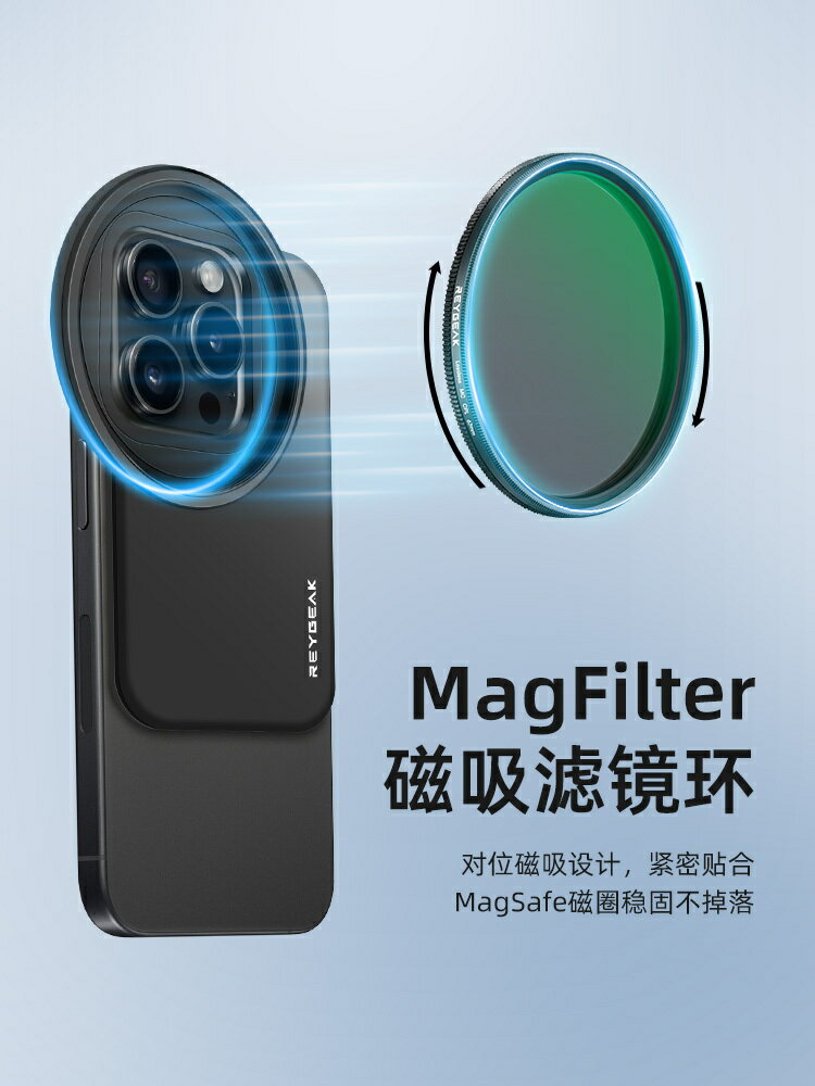REYGEAK適用於iphone蘋果16手機ND濾鏡頭支架套裝黑柔可調CPL偏振【Snowbelle優選】