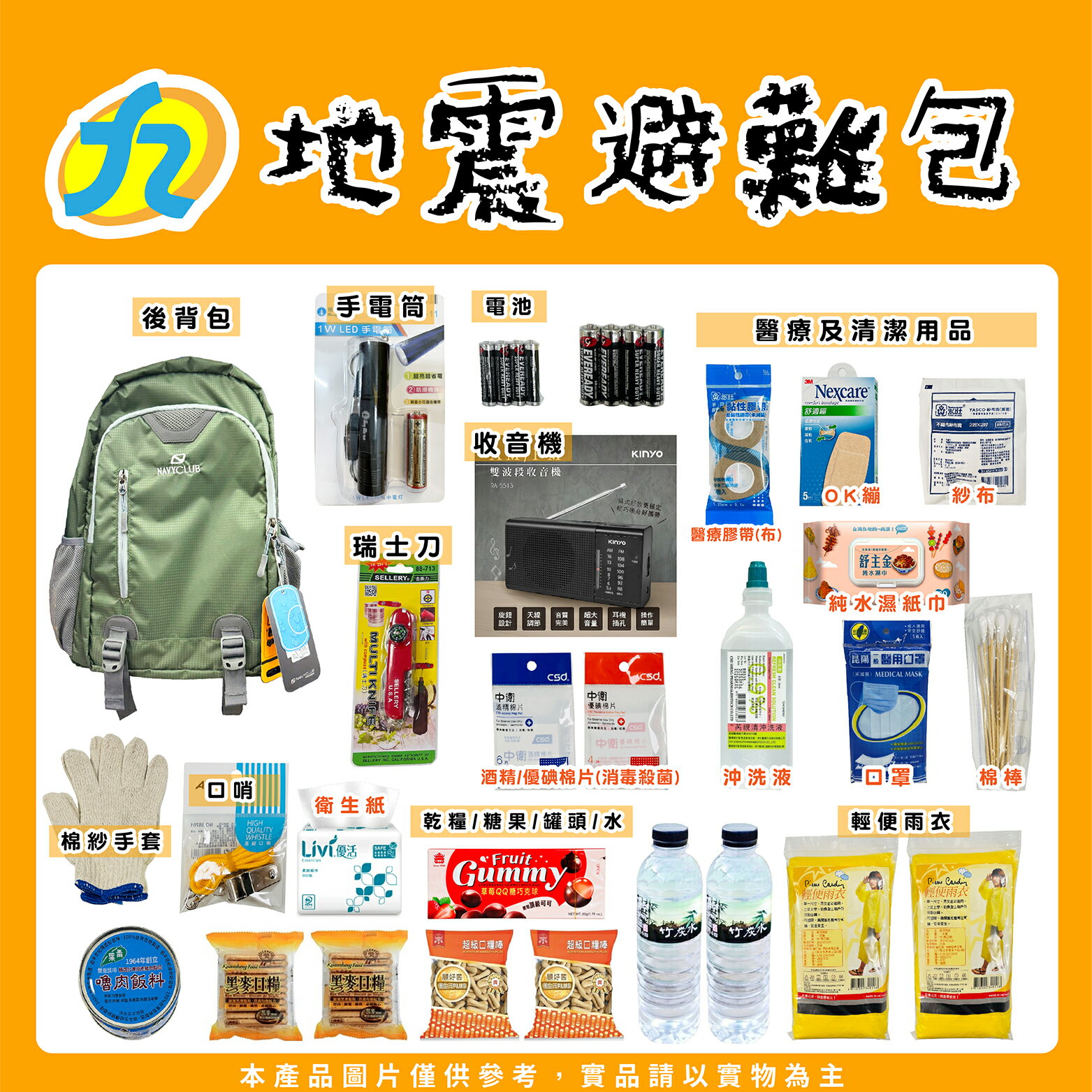 【特惠組合包】地震避難包 內含28樣商品／ 一件即免運！