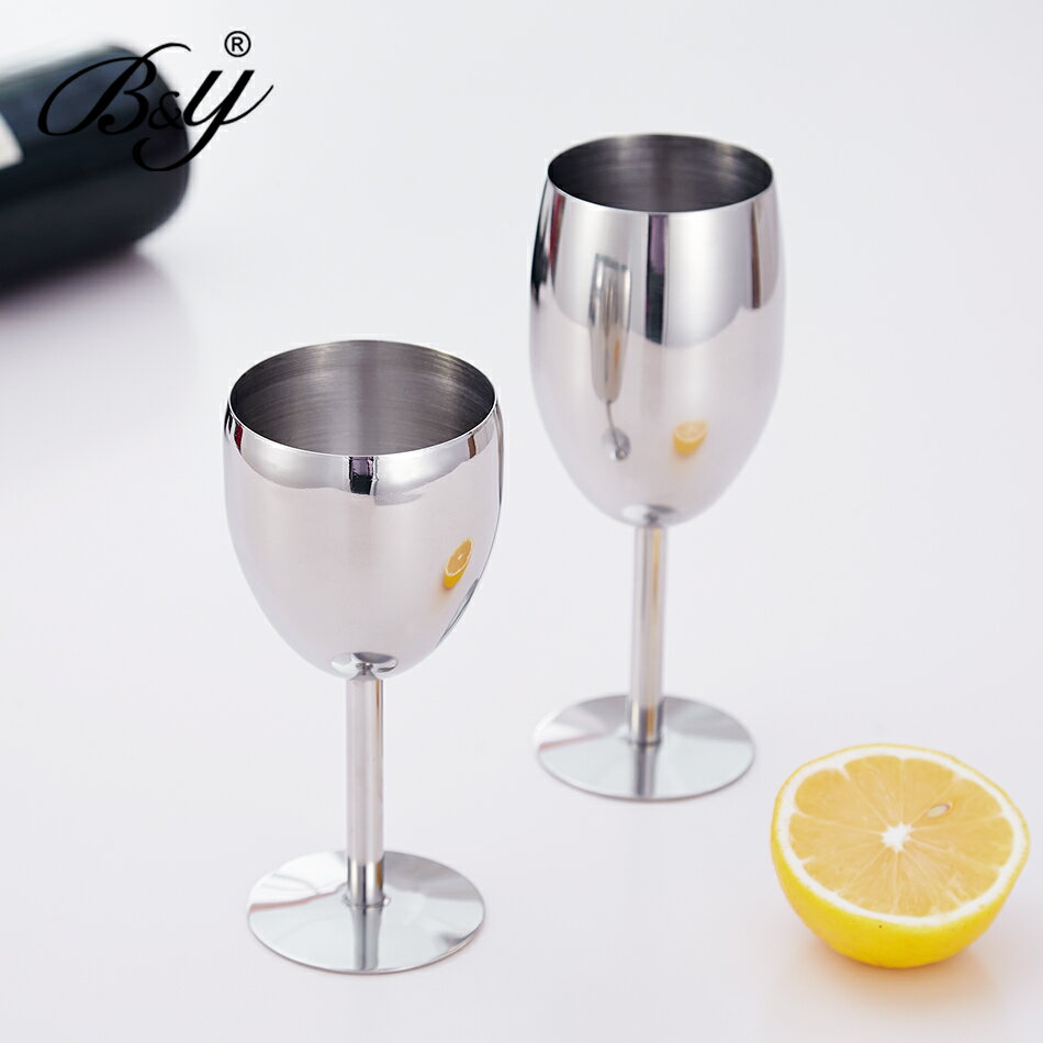 歐式不銹鋼紅酒杯精美高腳杯創意葡萄酒杯耐用大號酒盅洋酒杯子