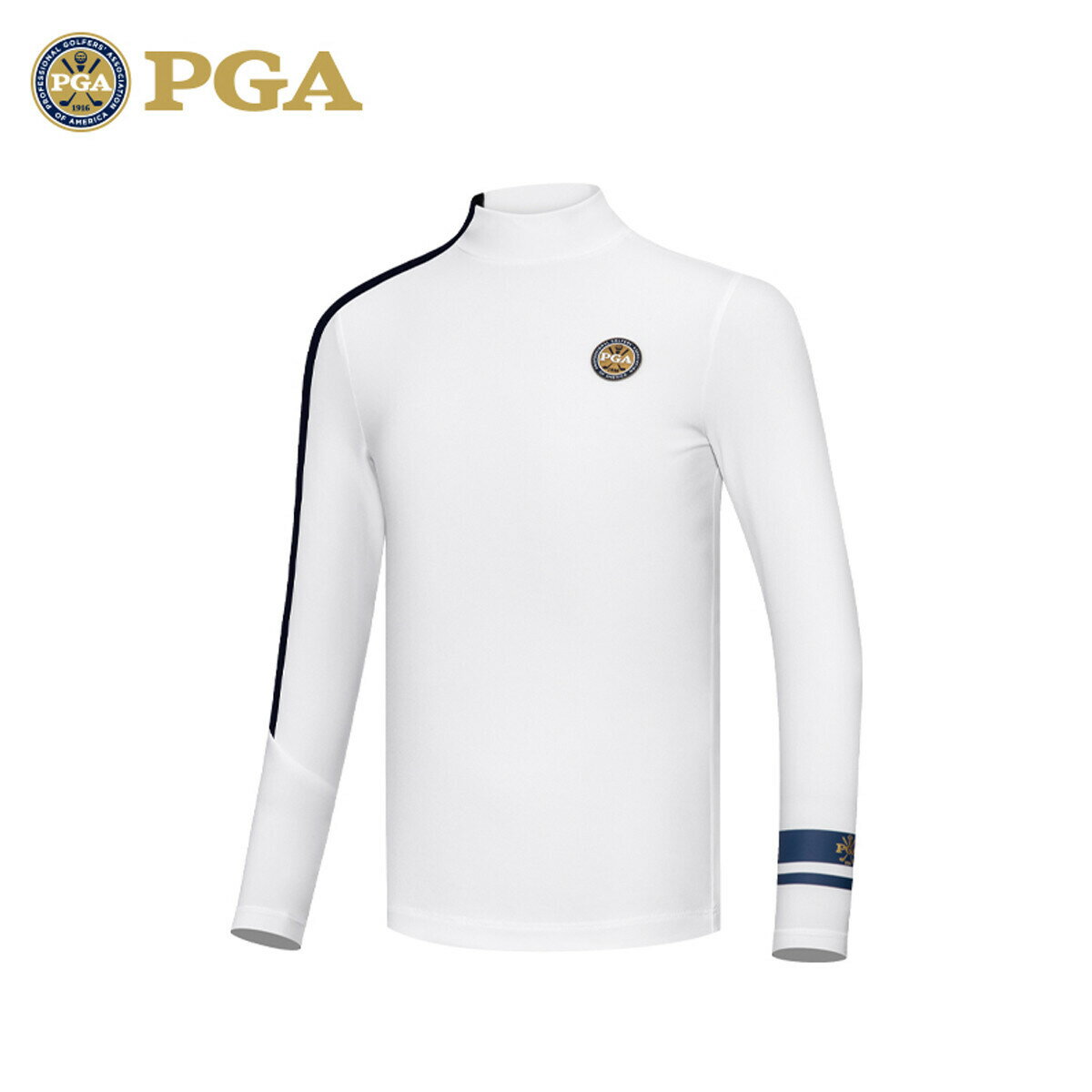 美國PGA 高爾夫球服 男童 兒童青少年 高彈性 拼色長袖上衣T恤