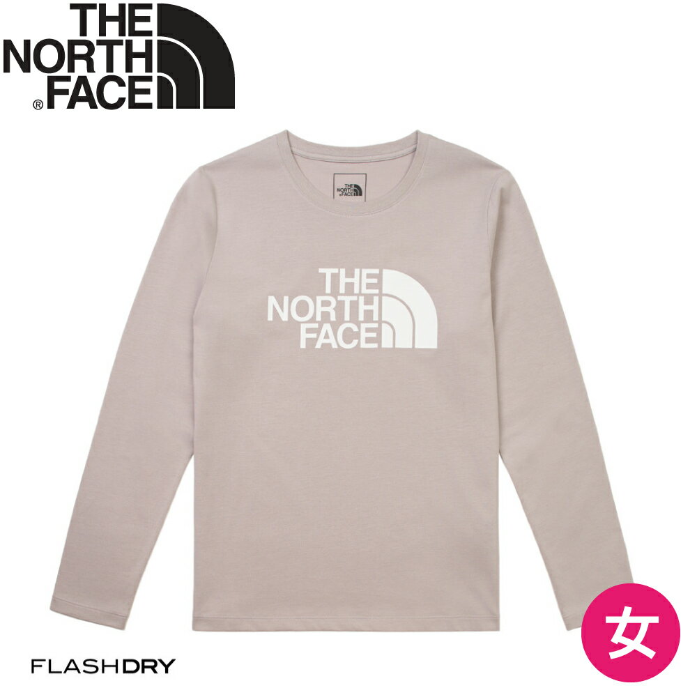 【The North Face 美國 女 快乾棉長袖T《淺藕紫》】8CK0JK3/排汗衫/長袖T恤/運動衫/登山