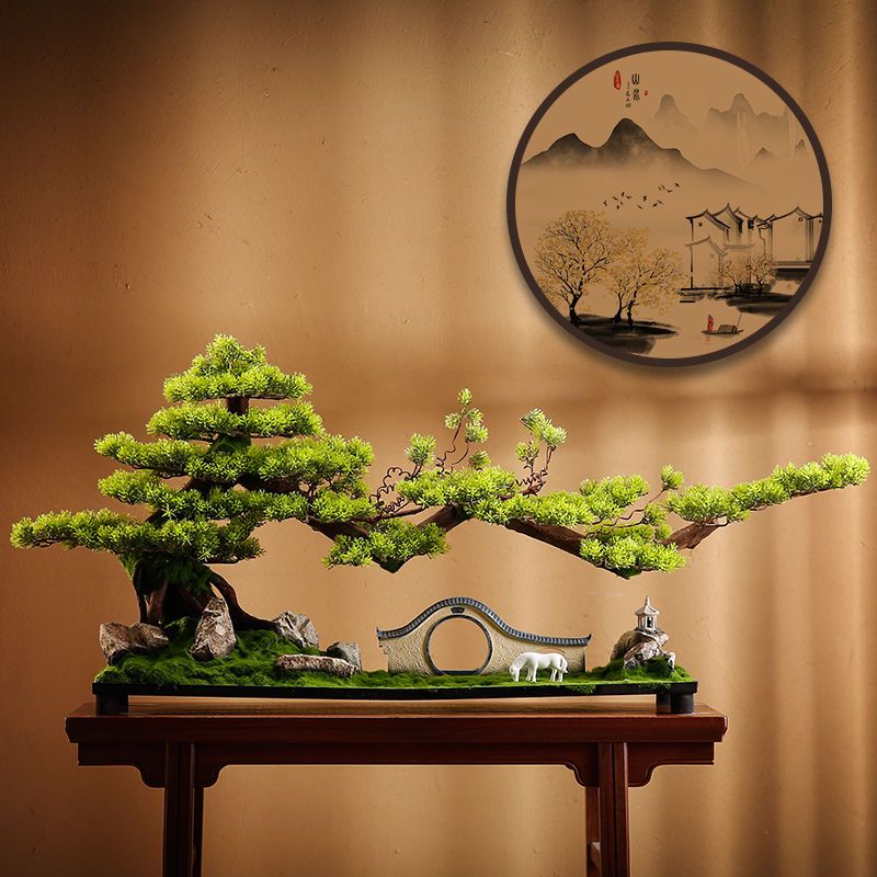 免運 公司貨 仿真花擺件 裝飾品 假花 盆栽 裝飾花藤 模擬迎客松微景觀松樹客廳辦公室玄關裝飾酒店會所軟裝新中式擺件