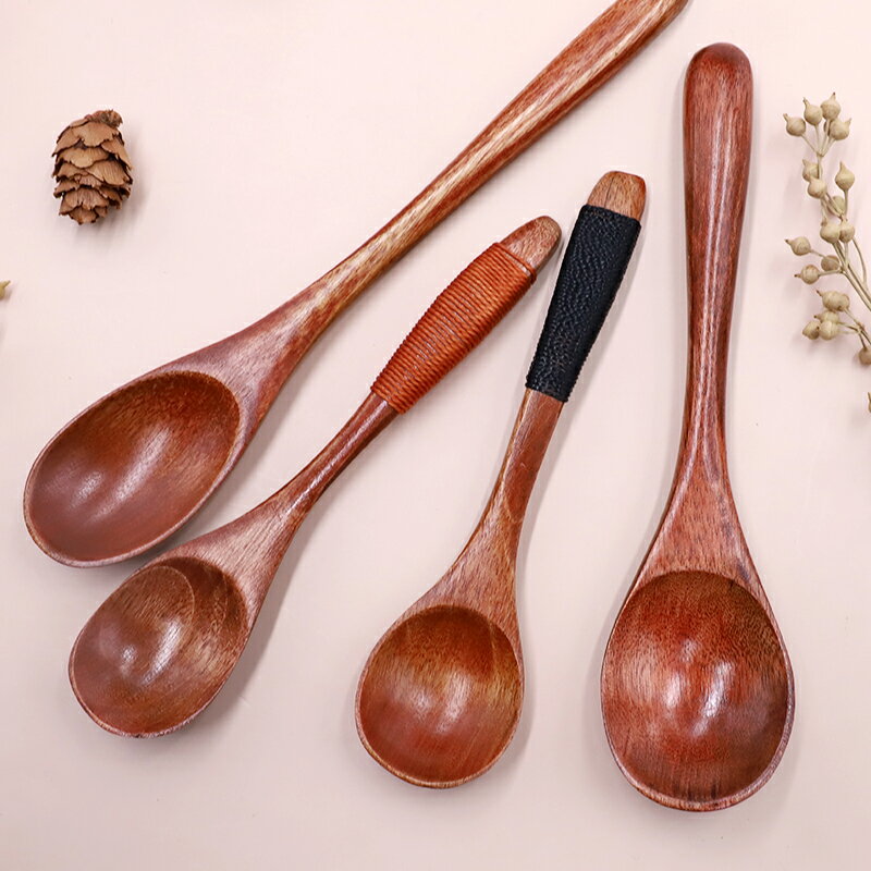 巴拉熊木勺子木質長柄吃飯用調羹家用日式木頭湯勺小號湯匙蜂蜜勺