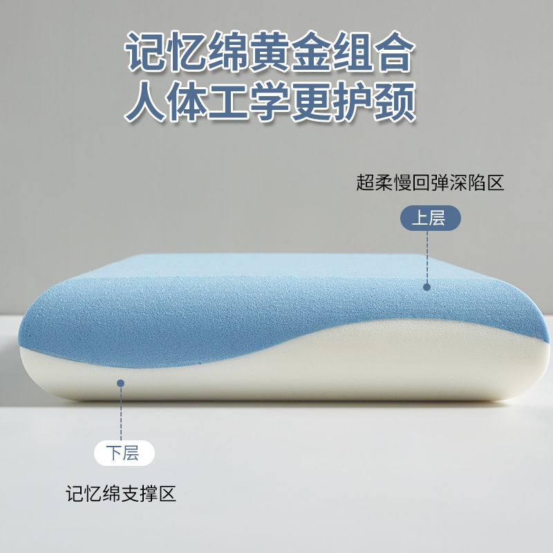 廠家直銷 枕頭 護頸枕 午睡枕 枕芯 同款三代pro無壓感深睡藍枕頭慢回彈護頸記憶雙芯枕 工廠現貨 八折下殺syw2