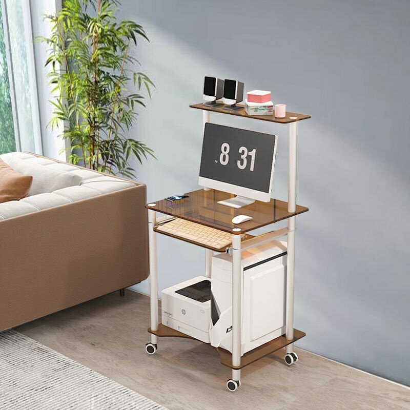 【新品上架 限時折扣】小戶型 鋼化玻璃 電腦桌 臺式桌 家用臥室 簡易 可移動 書桌