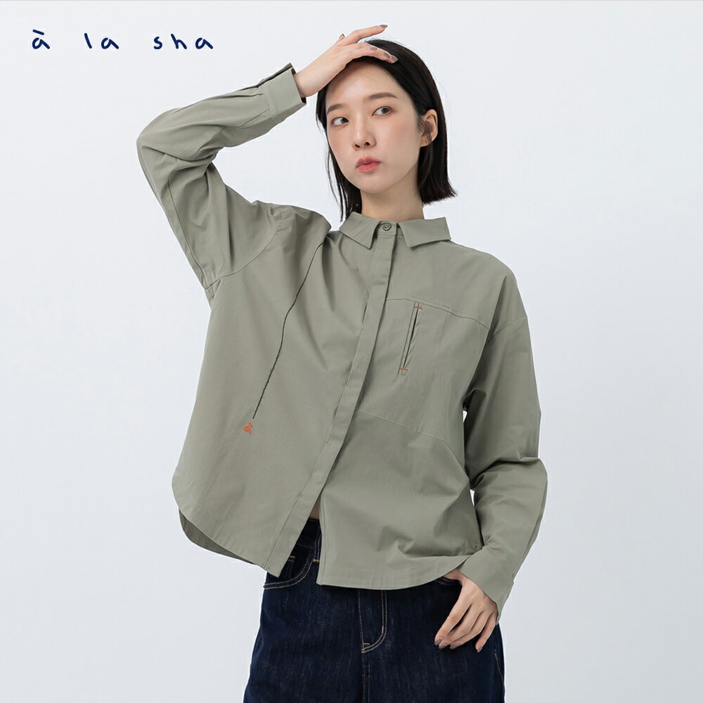 a la sha 線條縫線落肩襯衫