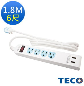 【SunEasy生活館】TECO 東元USB智慧快充電腦延長線組-1.8M(XYFWL42R6)