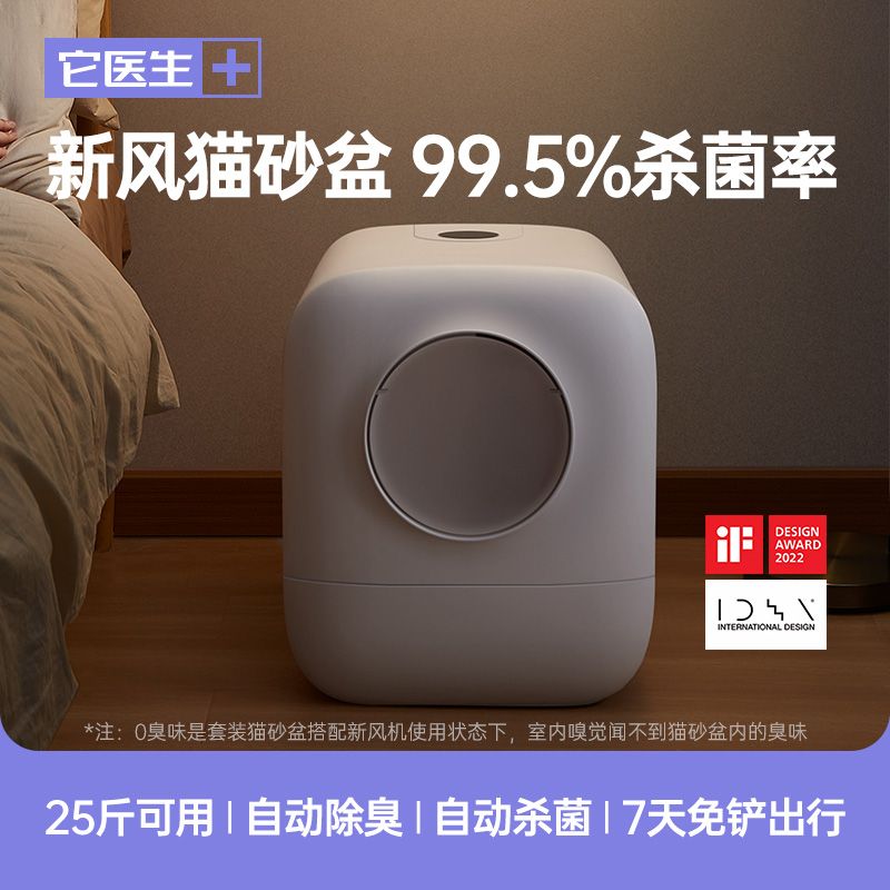 免運 它醫生新風系統電動智慧貓砂盆全自動封閉式防臭除臭貓咪廁所用品 可開立發票