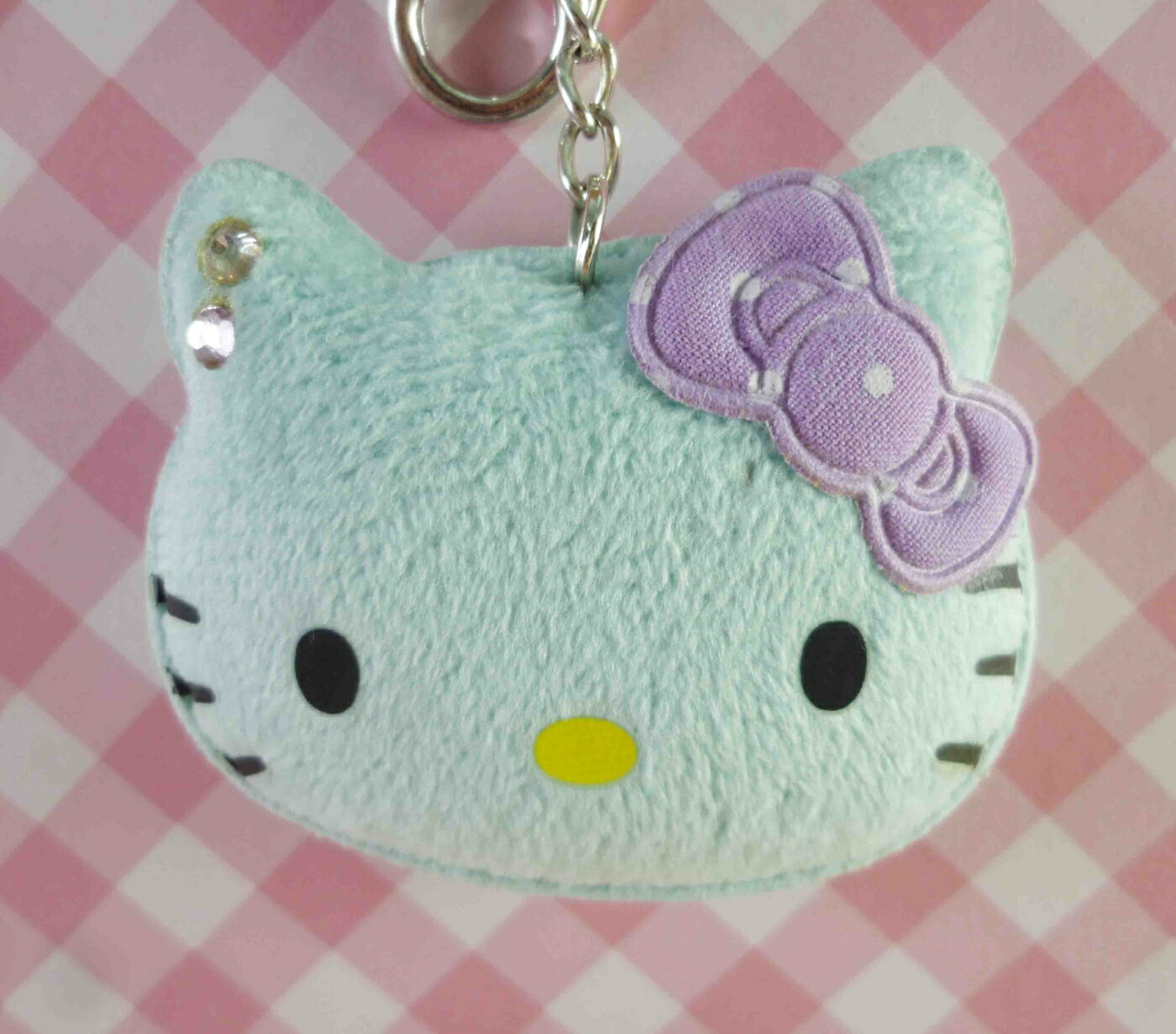 【震撼精品百貨】Hello Kitty 凱蒂貓 KITTY鑰匙圈-頭藍 震撼日式精品百貨