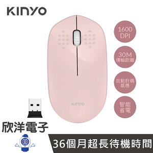 ※ 欣洋電子 ※ KINYO 2.4GHz無線靜音滑鼠 (GKM-913) 僅售粉色/省電/無光
