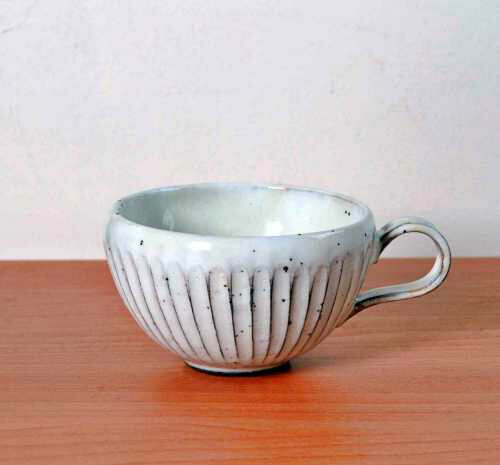 日本koyo粉引陶刻紋杯 削ぎ目湯杯