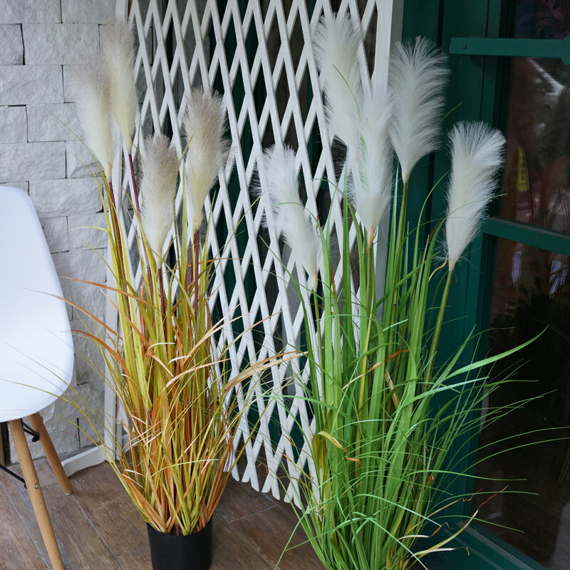 創意蘆葦盆景仿真植物服裝店陳列道具綠植家居客廳落地軟裝飾擺件