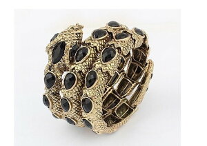 歐美朋克復古蛇形鑲彩鑽大寶石手鐲甜美氣質手環飾品 女性佩戴