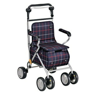日本幸和TacaoF標準重量型步行車R195(格子藍)帶輪型助步車/步行輔助車/散步車/助行椅