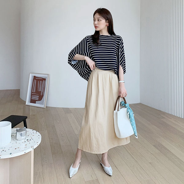 ANNAS 正韓 設計師款 條紋 蝙蝠袖 上衣 寬鬆 襯衫 T 素面 飛鼠袖 顯瘦 百搭 氣質 上班族 短袖 韓國 2