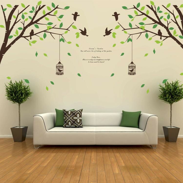 大型壁貼 客廳沙發電視背景墻貼紙林間鳥語浪漫婚房臥室墻壁裝飾貼 LC4372